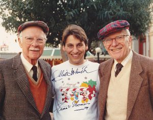 Scott with Ollie Johnston & Frank Thomas. Frank & Ollie are two of the legendary animators Walt Disney dubbed his “nine old men.”